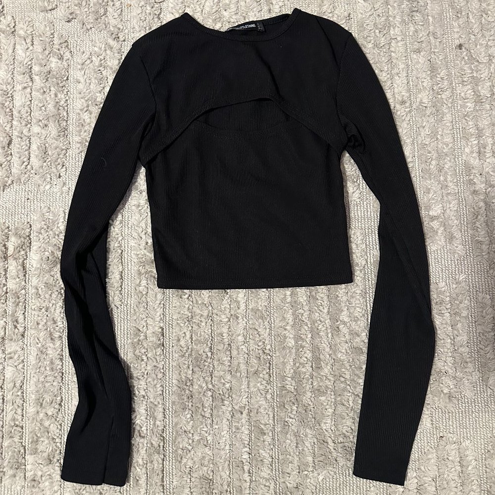 PrettyLittle Thing Black Cut-Out Cropped Top